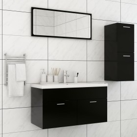 Schwarzes Badezimmermöbelset aus Holzwerkstoff von vidaXL, Badezimmermöbel - Ref: Foro24-3071019, Preis: 111,55 €, Rabatt: %