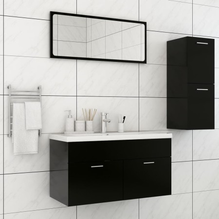 Juego de muebles de baño madera de ingeniería negro de vidaXL, Muebles de baño - Ref: Foro24-3071019, Precio: 111,55 €, Descu...