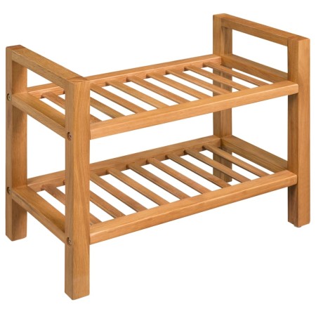 Shoe rack with two shelves solid oak wood 50x27x40 cm by vidaXL, Shoe racks and shoe organizers - Ref: Foro24-244208, Price: ...