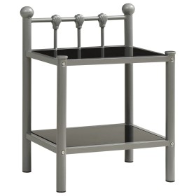 Gray and black metal and glass bedside table 45x34.5x60.5 cm by vidaXL, Nightstands - Ref: Foro24-325073, Price: 37,99 €, Dis...