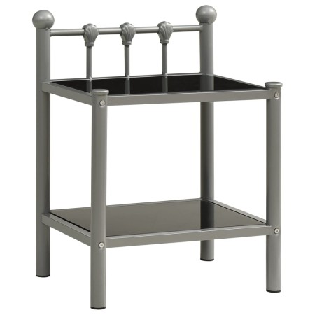 Gray and black metal and glass bedside table 45x34.5x60.5 cm by vidaXL, Nightstands - Ref: Foro24-325073, Price: 34,70 €, Dis...