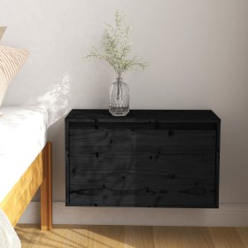 Solid black pine wood wall cabinet 60x30x35 cm by vidaXL, Shelves and shelves - Ref: Foro24-813453, Price: 52,99 €, Discount: %