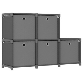 Estantería de 5 cubos con cajas tela gris 103x30x72,5 cm de vidaXL, Librerías y estanterías - Ref: Foro24-322605, Precio: 35,...