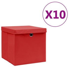 Storage boxes with lids 10 pcs red 28x28x28 cm by vidaXL, Storage baskets - Ref: Foro24-325222, Price: 47,99 €, Discount: %