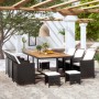 Set comedor de jardín 11 pzas ratán sintético y madera negro de vidaXL, Conjuntos de jardín - Ref: Foro24-42531, Precio: 598,...