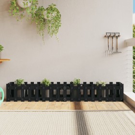 Raised garden bed with black pine wood fence 200x30x30cm by vidaXL, Pots and planters - Ref: Foro24-832504, Price: 49,99 €, D...