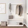 Coat rack with shoe rack solid white pine wood 113x40x157.5 cm by vidaXL, Dresser Organizers and Bar Hangers - Ref: Foro24-83...