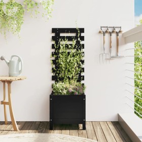 Planter with solid black pine wood shelf 39x39.5x114cm by vidaXL, Pots and planters - Ref: Foro24-832519, Price: 58,73 €, Dis...