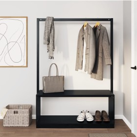 Coat rack with shoe rack solid black pine wood 113x40x157.5 cm by vidaXL, Dresser Organizers and Bar Hangers - Ref: Foro24-83...