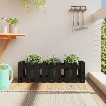 Raised garden bed with black pine wood fence 100x30x30cm by vidaXL, Pots and planters - Ref: Foro24-832474, Price: 30,10 €, D...