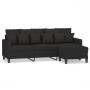 Sofá de 3 plazas con taburete de tela negro 180 cm de vidaXL, Sofás - Ref: Foro24-3201093, Precio: 374,11 €, Descuento: %