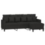 Sofá de 3 plazas con taburete de tela negro 180 cm de vidaXL, Sofás - Ref: Foro24-3201093, Precio: 374,11 €, Descuento: %