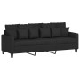 Sofá de 3 plazas con taburete de tela negro 180 cm de vidaXL, Sofás - Ref: Foro24-3201093, Precio: 374,11 €, Descuento: %