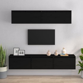 5-teiliges TV-Möbel Kiefernholz massiv schwarz von vidaXL, TV-Möbel - Ref: Foro24-3100153, Preis: 252,43 €, Rabatt: %