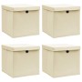 Storage boxes with lids 4 pcs cream fabric 32x32x32 cm by vidaXL, Storage baskets - Ref: Foro24-288358, Price: 28,36 €, Disco...