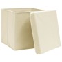 Storage boxes with lids 4 pcs cream fabric 32x32x32 cm by vidaXL, Storage baskets - Ref: Foro24-288358, Price: 28,36 €, Disco...