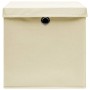 Storage boxes with lids 4 pcs cream fabric 32x32x32 cm by vidaXL, Storage baskets - Ref: Foro24-288358, Price: 28,36 €, Disco...