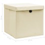 Storage boxes with lids 4 pcs cream fabric 32x32x32 cm by vidaXL, Storage baskets - Ref: Foro24-288358, Price: 28,36 €, Disco...