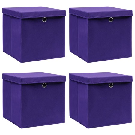 Storage boxes with lids 4 units purple 28x28x28 cm by vidaXL, Storage baskets - Ref: Foro24-325212, Price: 29,57 €, Discount: %