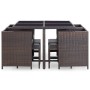 Set comedor de jardín 9 piezas y cojines ratán sintético marrón de vidaXL, Conjuntos de jardín - Ref: Foro24-42526, Precio: 4...