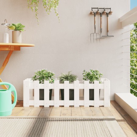 Raised garden bed with white pine wood fence 100x30x30cm by vidaXL, Pots and planters - Ref: Foro24-832473, Price: 30,10 €, D...