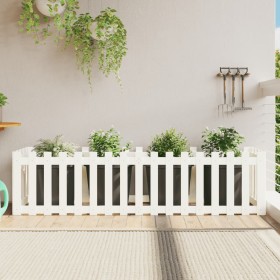 Arriate elevado jardín con valla madera pino blanco 200x50x50cm de vidaXL, Maceteros y jardineras - Ref: Foro24-832508, Preci...