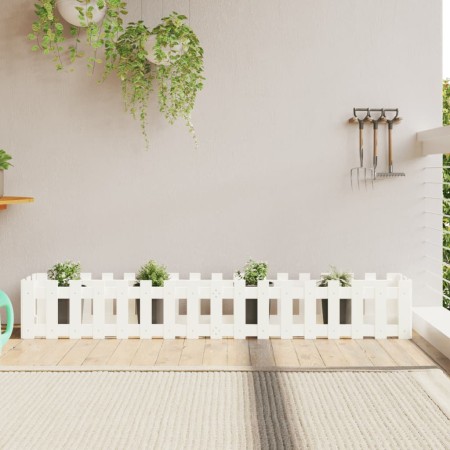 Raised garden bed with white pine wood fence 200x30x30cm by vidaXL, Pots and planters - Ref: Foro24-832503, Price: 48,71 €, D...