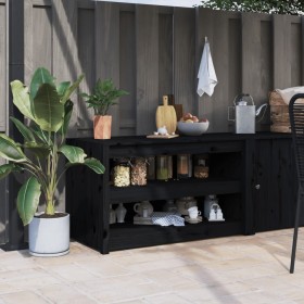 Outdoor-Küchenmöbel aus massivem Kiefernholz schwarz 106x55x64 cm von vidaXL, Küchenschränke - Ref: Foro24-832335, Preis: 144...