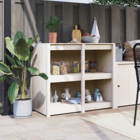 Massives Zirbenholz Outdoor-Küchenmöbel weiß 106x55x92cm von vidaXL, Küchenschränke - Ref: Foro24-832354, Preis: 169,23 €, Ra...