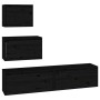 Muebles para TV 4 piezas madera maciza de pino negro de vidaXL, Muebles TV - Ref: Foro24-3100148, Precio: 208,48 €, Descuento: %