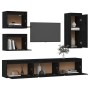 Muebles para TV 6 piezas madera maciza de pino negro de vidaXL, Muebles TV - Ref: Foro24-3100188, Precio: 249,65 €, Descuento: %