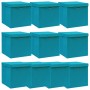 Caja de almacenaje con tapa 4 uds tela azul celeste 32x32x32 cm de vidaXL, Cestas para almacenaje - Ref: Foro24-288376, Preci...