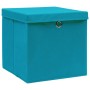 Caja de almacenaje con tapa 4 uds tela azul celeste 32x32x32 cm de vidaXL, Cestas para almacenaje - Ref: Foro24-288376, Preci...