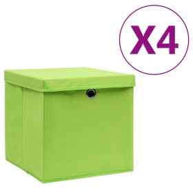 Storage boxes with lids 4 pcs green 28x28x28 cm by vidaXL, Storage baskets - Ref: Foro24-325228, Price: 27,99 €, Discount: %