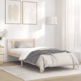 Solid pine wood bed frame 90x200 cm by vidaXL, Beds and slatted bases - Ref: Foro24-836180, Price: 113,41 €, Discount: %