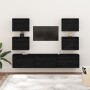 TV furniture 7 pieces solid black pine wood by vidaXL, TV Furniture - Ref: Foro24-3100228, Price: 275,77 €, Discount: %