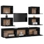 TV furniture 7 pieces solid black pine wood by vidaXL, TV Furniture - Ref: Foro24-3100228, Price: 263,48 €, Discount: %