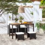 Set comedor de jardín 5 pzas ratán sintético y madera negro de vidaXL, Conjuntos de jardín - Ref: Foro24-42529, Precio: 261,4...