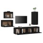 TV furniture 5 pieces solid black pine wood by vidaXL, TV Furniture - Ref: Foro24-3100263, Price: 256,30 €, Discount: %