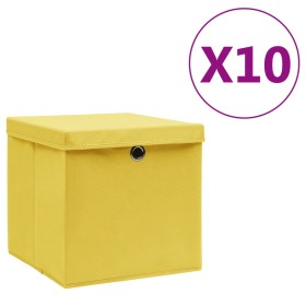 Storage boxes with lids 10 pcs yellow 28x28x28 cm by vidaXL, Storage baskets - Ref: Foro24-325226, Price: 47,94 €, Discount: %