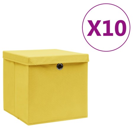 Aufbewahrungsboxen mit Deckel 10 Stück gelb 28x28x28 cm von vidaXL, Aufbewahrungskörbe - Ref: Foro24-325226, Preis: 47,99 €, ...