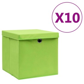 Storage boxes with lids 10 pcs green 28x28x28 cm by vidaXL, Storage baskets - Ref: Foro24-325230, Price: 51,40 €, Discount: %