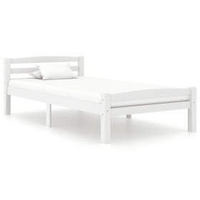 Solid pine wood bed frame, white, 100x200 cm by vidaXL, Beds and slatted bases - Ref: Foro24-322069, Price: 104,99 €, Discoun...