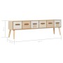 TV cabinet with 6 drawers solid pine wood 130x30x40 cm