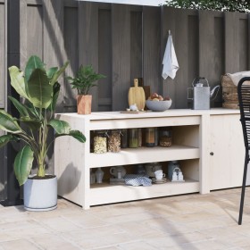 Outdoor-Küchenschrank aus massivem weißem Kiefernholz, 106 x 55 x 64 cm von vidaXL, Küchenschränke - Ref: Foro24-832334, Prei...