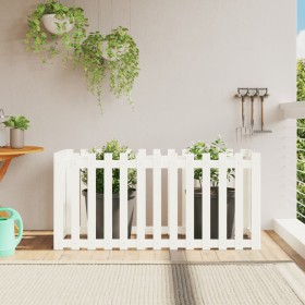 Raised garden bed with white pine wood fence 150x50x70cm by vidaXL, Pots and planters - Ref: Foro24-832498, Price: 62,13 €, D...