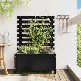 Planter with solid black pine wood shelf 79x39.5x114cm by vidaXL, Pots and planters - Ref: Foro24-832523, Price: 82,99 €, Dis...