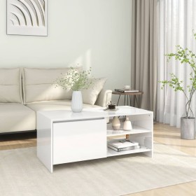 Glossy white plywood coffee table 102x50x45 cm by vidaXL, Coffee table - Ref: Foro24-809833, Price: 88,99 €, Discount: %