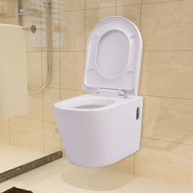 White Ceramic Wall Mount Toilet by vidaXL, Bathrooms - Ref: Foro24-244270, Price: 139,28 €, Discount: %