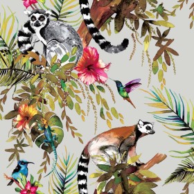 DUTCH WALLCOVERINGS Silberne Lemur-Tapete von DUTCH WALLCOVERINGS, Bemaltes Papier - Ref: Foro24-426212, Preis: 32,99 €, Raba...